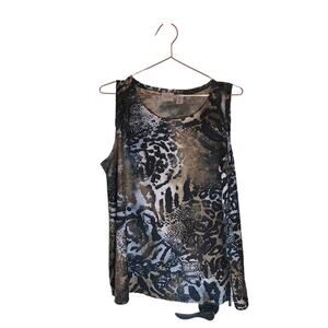 Easywear By Chicos Animal Print burnout sleeveless Top Size 2 large